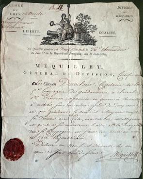Iconographie - Certificat du général Méquillet