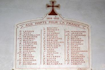 Iconographie - La plaque Aux Morts pour la France dans l'église
