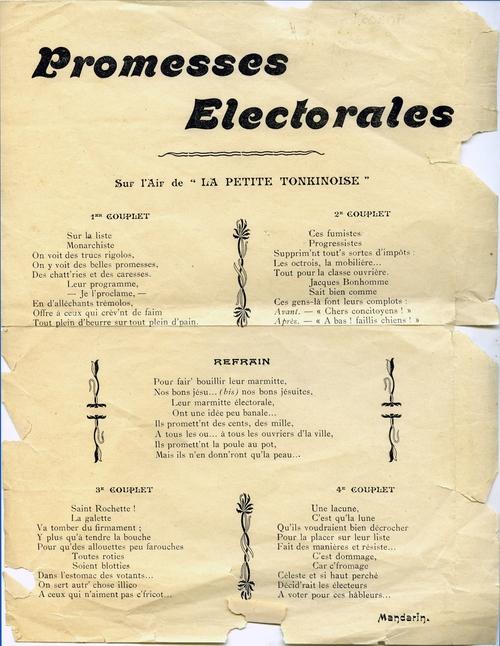 Iconographie - Feuille volante Promesses électorales