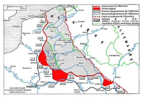 Iconographie - Carte du front selon les mémoires du général Weygand