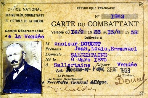 Iconographie - Carte de Combattant de Jean-Louis Doucet