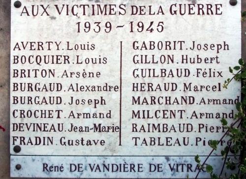 Iconographie - Plaque aux victimes de 1939-45