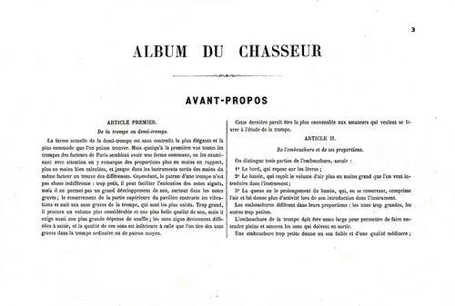Partition - Album du chasseur - Avant-propos - Articles premier et II.