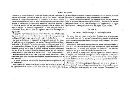 Partition - Album du chasseur - Avant-propos - Article V (suite) et VI.