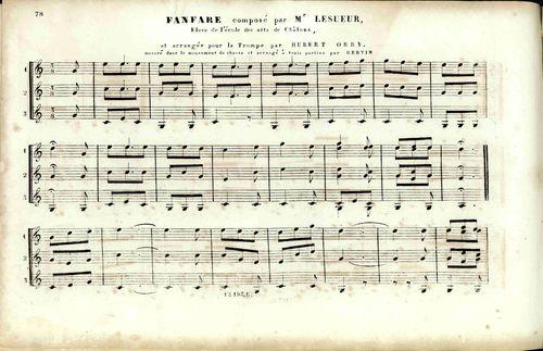 Partition - Fanfare composée par M. Lesueur 1sur2