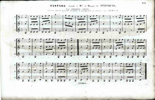 Partition - Fanfare dédiée à Monsieur le Marquis de Perthuis
