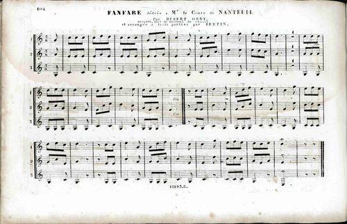 Partition - Fanfare dédiée à Monsieur le Comte de Nanteuil