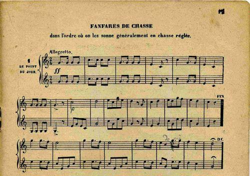 Partition - Fanfares de chasse dans l'ordre où on les sonne généralement en chasse réglée - Point du jour (Le )- N°1