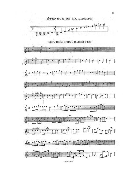 Partition - Étendue de la trompe - Études progressives 1sur2