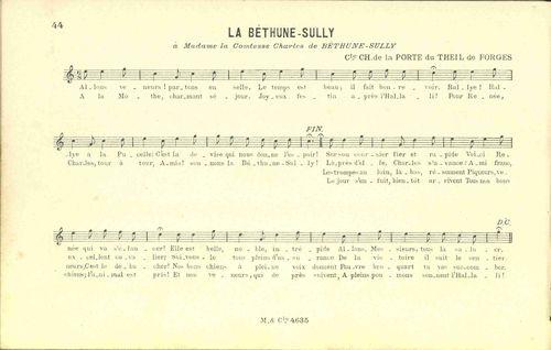 Partition - Béthune-Sully (la) Musique et paroles