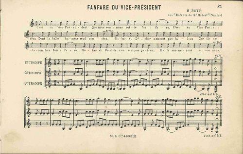 Partition - Fanfare du Vice-Président (des Enfants de Sainr-Hubert - Nantes)