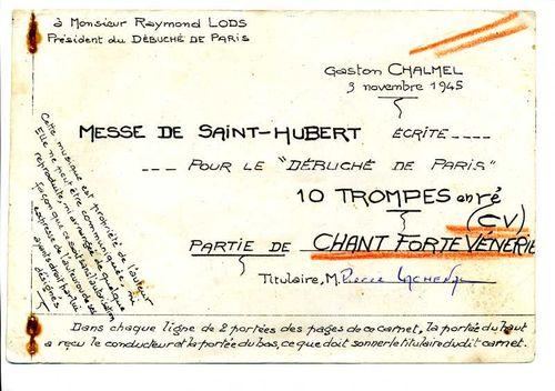 Partition - G. Chalmel - Messe de Saint-Hubert écrite pour le Débuché de Paris - Livret individuel chant forte vénerie - Couverture