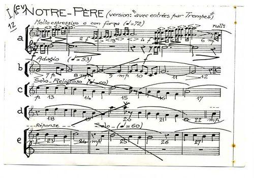 Partition - G. Chalmel - Messe - Livret individuel chant forte vénerie - Notre Père  version "entrée avec trompes" 1sur2
