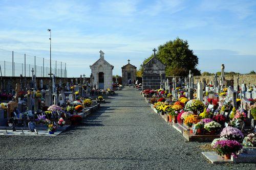 Iconographie - L'allée centrale du cimetière fleuri pour la Toussaint