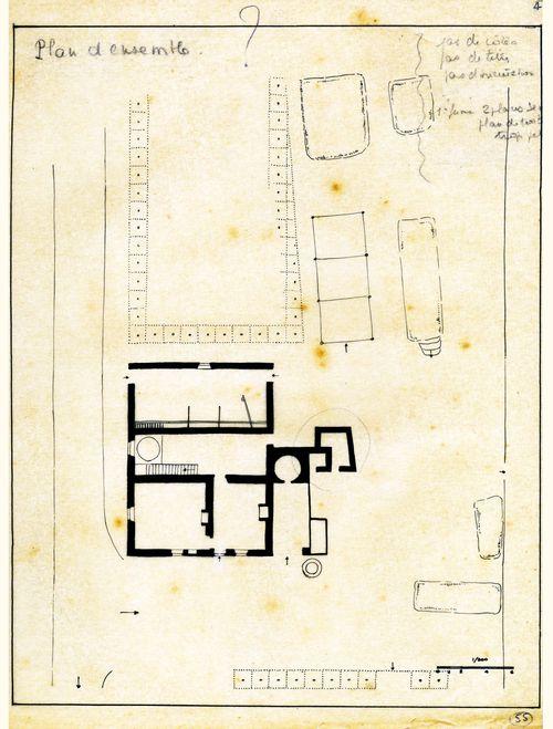 Iconographie - Bâtiments de M. Pairault - Plan d'ensemble, n°4, selon Jean Bossu