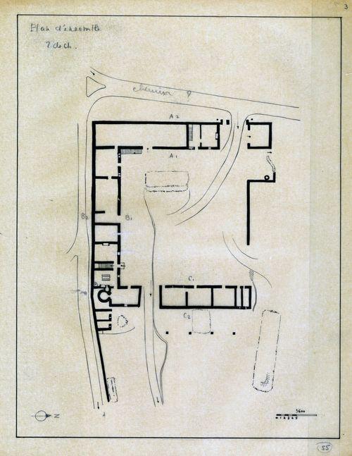 Iconographie - Bâtiments de M. Pairault - Plan d'ensemble, n°3, selon Jean Bossu