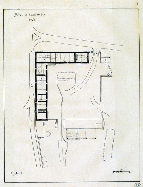 Iconographie - Bâtiments de M. Pairault - Plan d'ensemble du 1er étage, n°2, selon Jean Bossu