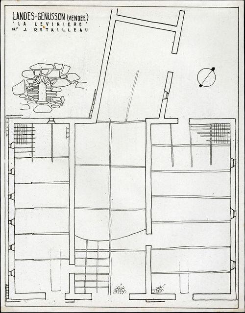 Iconographie - La Lévinière, le grange-étable, selon Jean Bossu