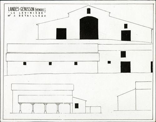 Iconographie - La Lévinière, le grange-étable, selon Jean Bossu