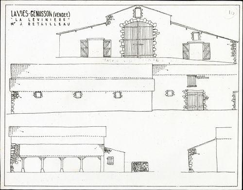 Iconographie - La Lévinière, le grange-étable, selon Jean Bossu