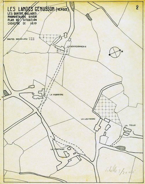 Iconographie - Les Qautre villages, plan de situation, selon Jean Bossu