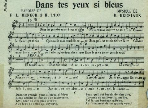 Partition - Dans tes yeux si bleus
