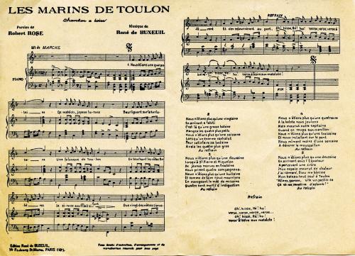 Partition - Les marins de Toulon