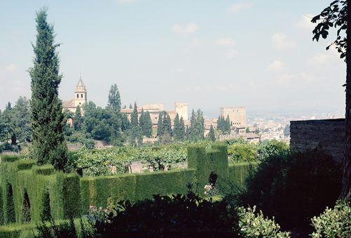 Iconographie - Grenade - Alhambra - vu des jardins du Generalife