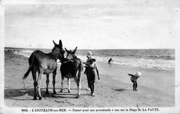 Iconographie - Départ pour la promenade à âne sur la plage de La Faute