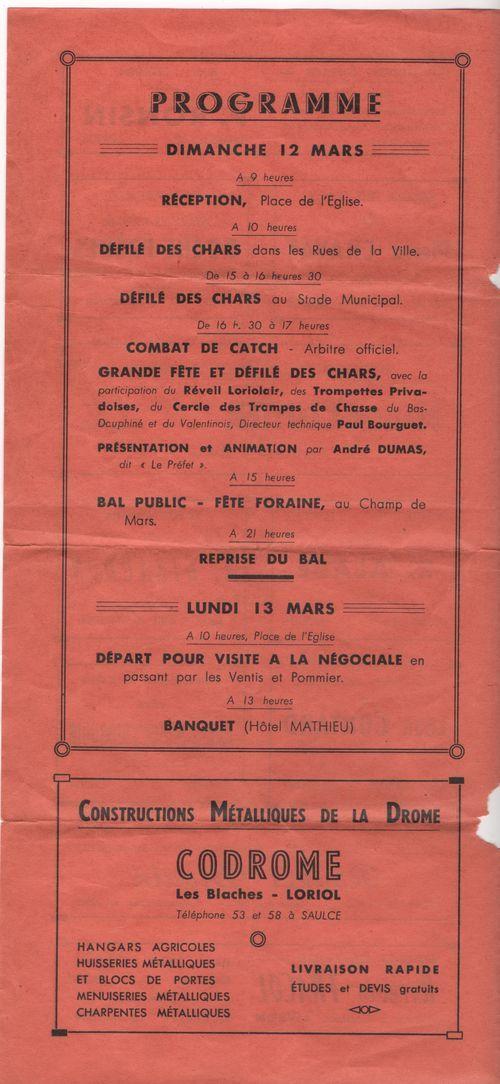 Iconographie - Le programme de la fête en 1961