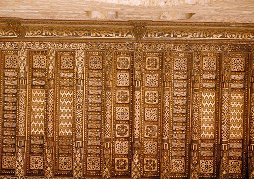 Iconographie - Détail de bois peint à l'intérieur de la mosquée Al-Azhar - Le Caire
