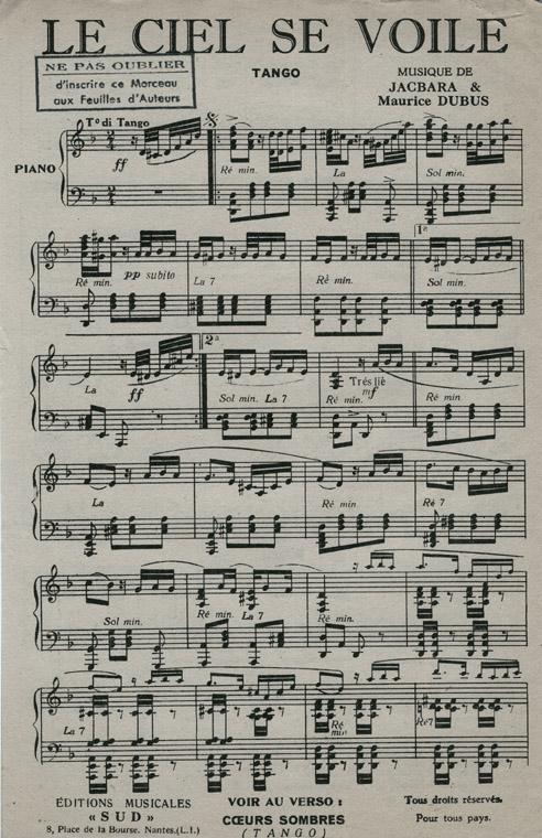 Partition - Le ciel se voile