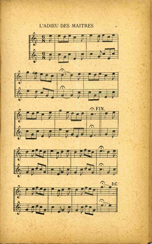 Partition - Adieu des maîtres (L') - musique
