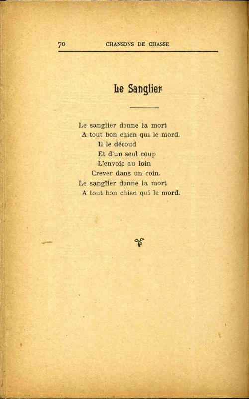 Partition - Sanglier (Le) - Paroles