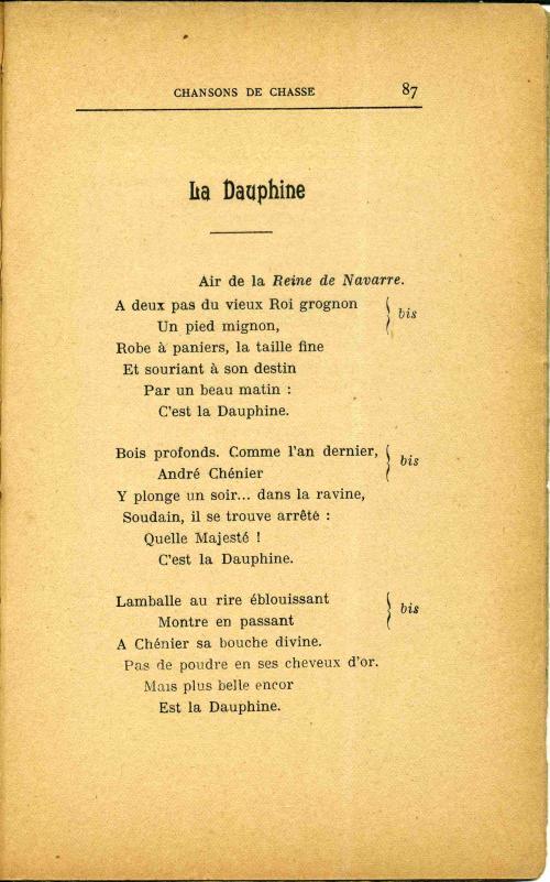 Partition - Dauphine (La) - paroles sur l'air de "La Reine de Navarre" 1sur2