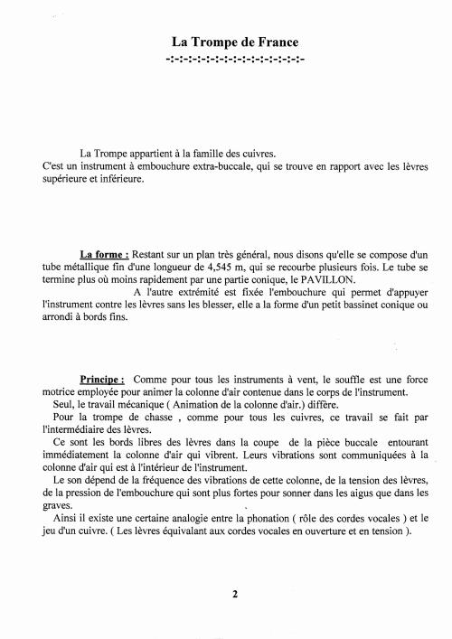 Partition - Manuel du sonneur - 1 - L'instrument - La Trompe de France - La forme - Principe