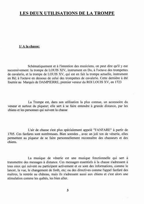 Partition - Manuel du sonneur - 1 - L'instrument - Les deux utilisations de la trompe - 1-La chasse