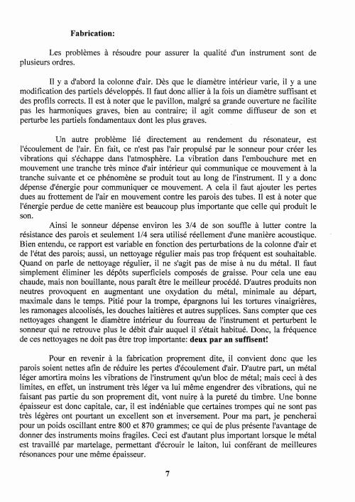 Partition - Manuel du sonneur - 1 - L'instrument - La fabrication d'une trompe - Le point de vue de Franck PICARD, Facteur de trompe - Fabrication