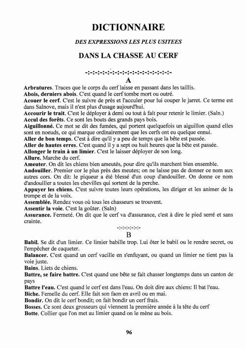 Partition - Manuel du sonneur - 5 - Une approche du ton de vènerie - Dictionnaire des expressions les plus usitées dans la chasse au cerf - A-B (...botte)