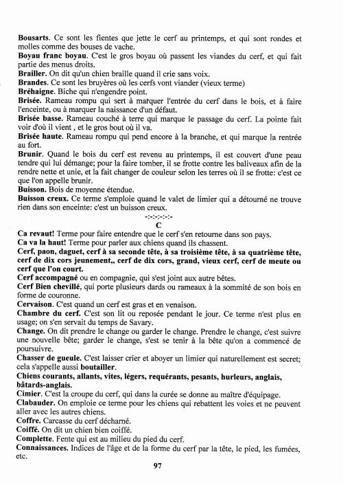 Partition - Manuel du sonneur - 5 - Une approche du ton de vènerie - Dictionnaire des expressions les plus usitées dans la chasse au cerf - B (bousarts)-C (…connaissance)