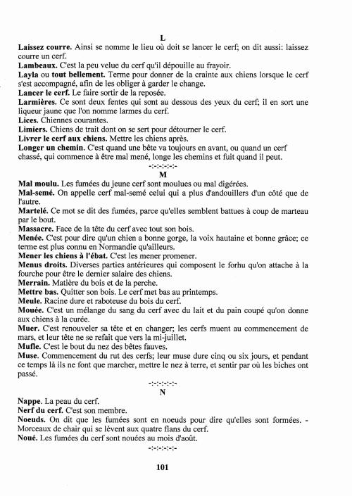 Partition - Manuel du sonneur - 5 - Une approche du ton de vènerie - Dictionnaire des expressions les plus usitées dans la chasse au cerf - L-M-N