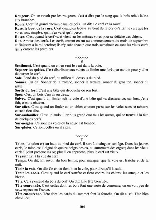 Partition - Manuel du sonneur - 5 - Une approche du ton de vènerie - Dictionnaire des expressions les plus usitées dans la chasse au cerf - R (rougeur)-S-T (…tête enfourchée)
