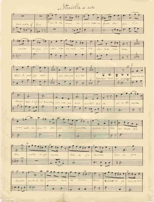 Partition - Air d'église de Stradella -Manuscrit pour trompe en Ré - Partition violon-voix et trompe - 2sur4