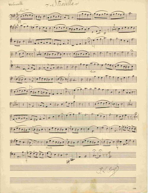 Partition - Air d'église de Stradella -Manuscrit pour trompe en Ré - Partition violoncelle -1sur2