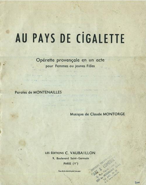 Partition - Au pays de Cigalette