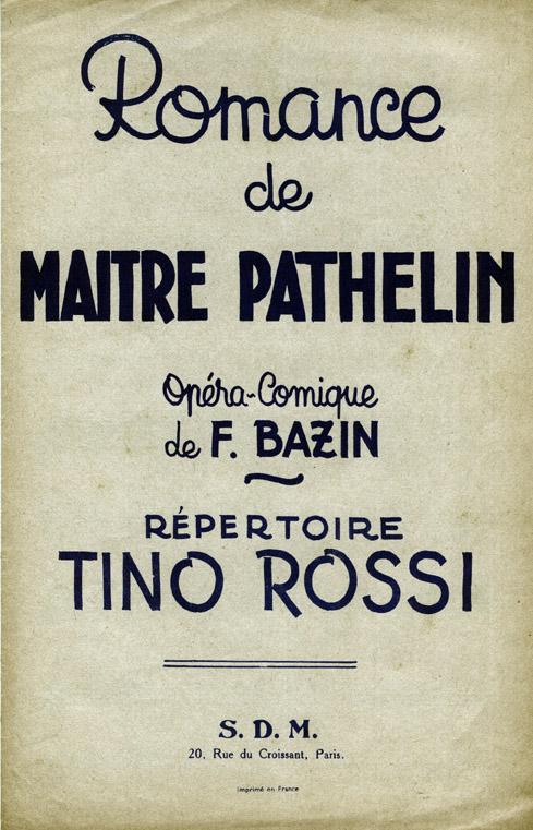 Partition - Romance de maître Pathelin