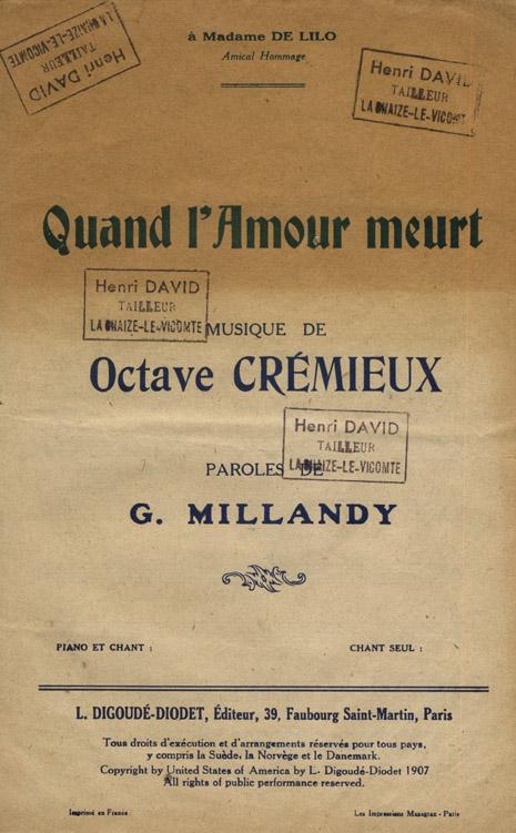 Partition - Quand l'amour meurt