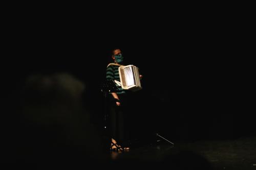 Iconographie - Musique à l'accordéon lors de la soirée Les gens des Olonnes Chantent 