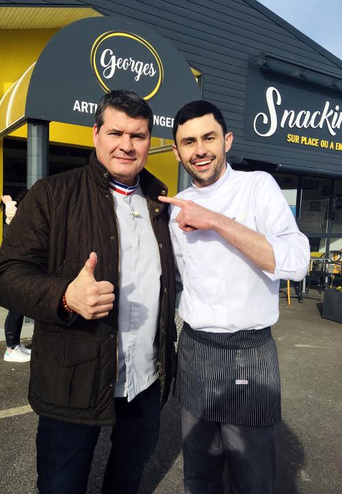 Iconographie - Mickael Fortin avec Bruno Cormerais à la Boulangerie Georges