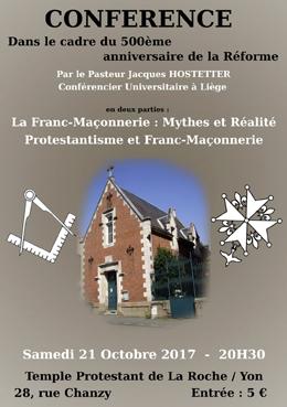 Iconographie - Affiche de la conférence Protestantisme et Franc-Maçonnerie